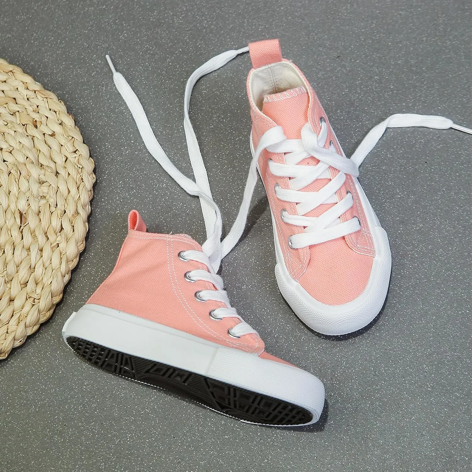 Boys & Girls High Top lace-up Kids' Espadrcanvas Shoes Back-to-School Season Little White Shoes Teen Classic Kids' Sneakers Tennis Shoes Baby Skate Shoes