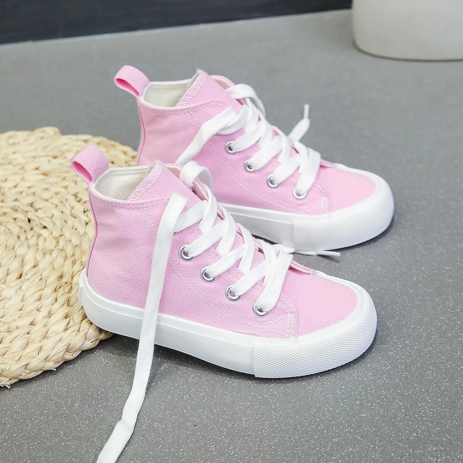 Boys & Girls High Top lace-up Kids' Espadrcanvas Shoes Back-to-School Season Little White Shoes Teen Classic Kids' Sneakers Tennis Shoes Baby Skate Shoes