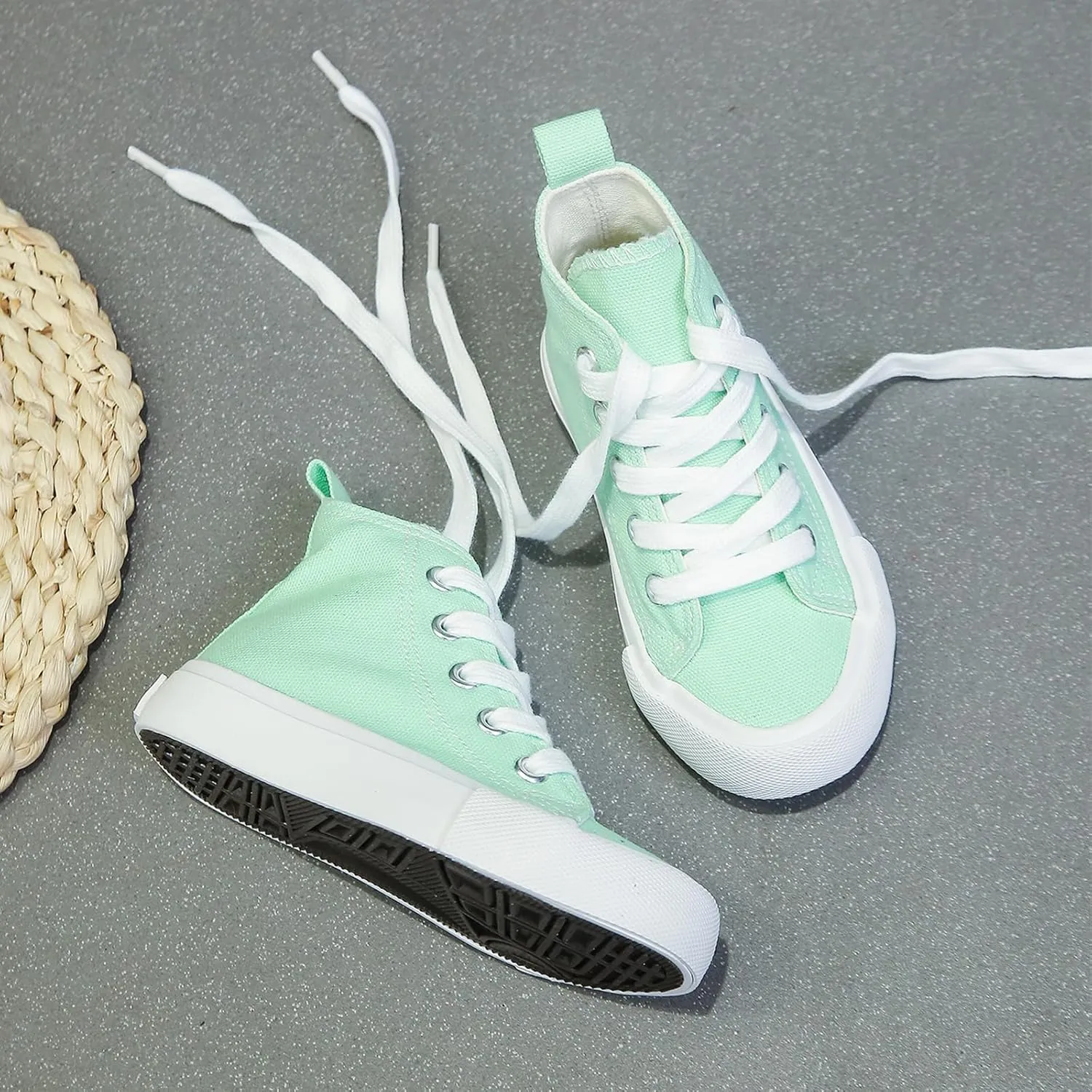 Boys & Girls High Top lace-up Kids' Espadrcanvas Shoes Back-to-School Season Little White Shoes Teen Classic Kids' Sneakers Tennis Shoes Baby Skate Shoes