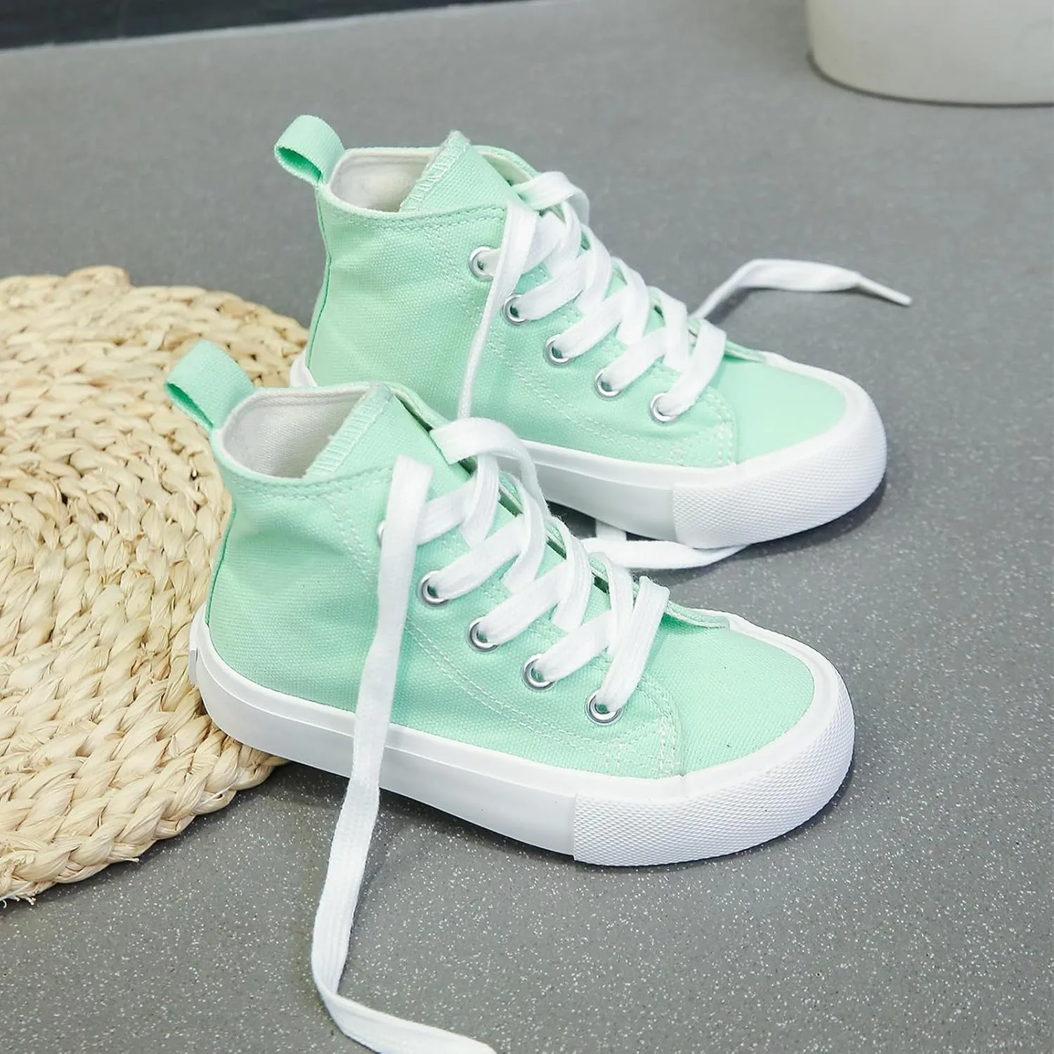Boys & Girls High Top lace-up Kids' Espadrcanvas Shoes Back-to-School Season Little White Shoes Teen Classic Kids' Sneakers Tennis Shoes Baby Skate Shoes