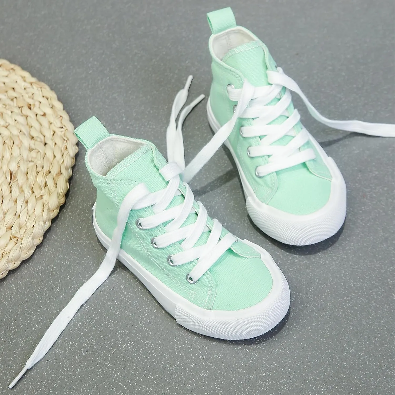 Boys & Girls High Top lace-up Kids' Espadrcanvas Shoes Back-to-School Season Little White Shoes Teen Classic Kids' Sneakers Tennis Shoes Baby Skate Shoes