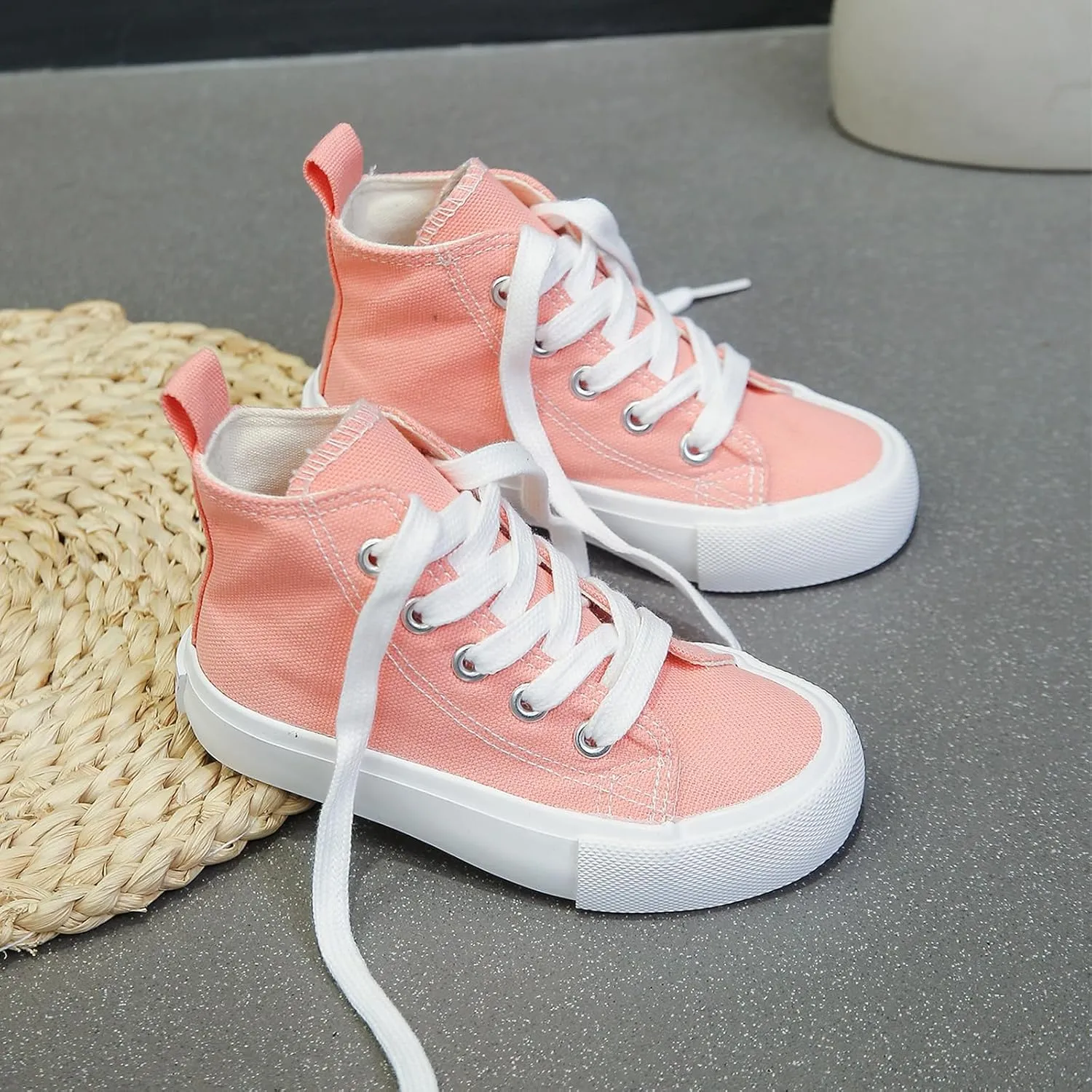 Boys & Girls High Top lace-up Kids' Espadrcanvas Shoes Back-to-School Season Little White Shoes Teen Classic Kids' Sneakers Tennis Shoes Baby Skate Shoes