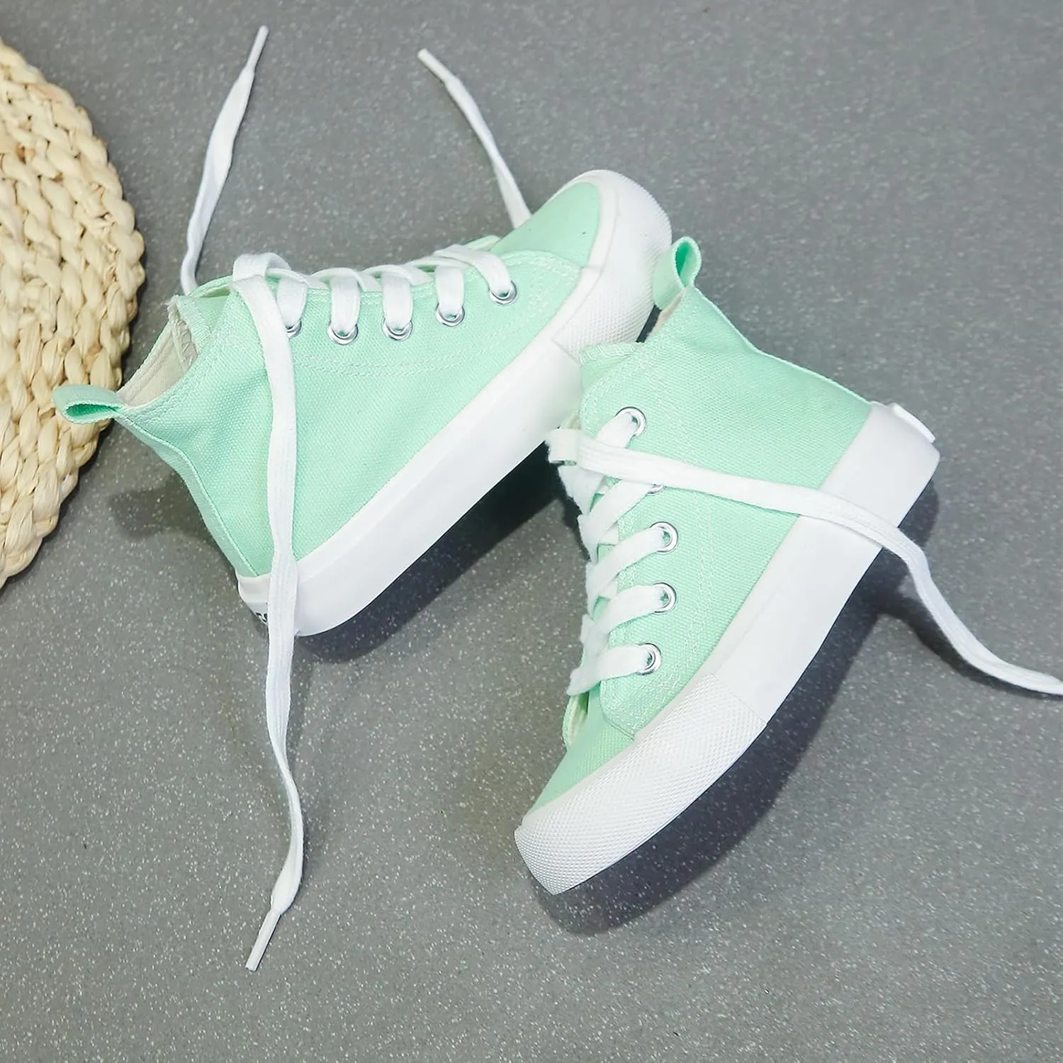 Boys & Girls High Top lace-up Kids' Espadrcanvas Shoes Back-to-School Season Little White Shoes Teen Classic Kids' Sneakers Tennis Shoes Baby Skate Shoes