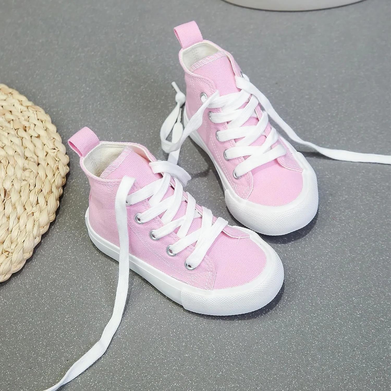 Boys & Girls High Top lace-up Kids' Espadrcanvas Shoes Back-to-School Season Little White Shoes Teen Classic Kids' Sneakers Tennis Shoes Baby Skate Shoes