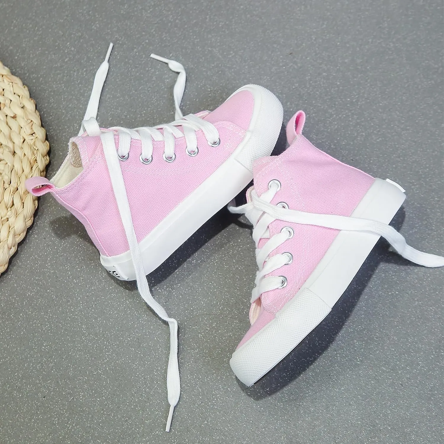 Boys & Girls High Top lace-up Kids' Espadrcanvas Shoes Back-to-School Season Little White Shoes Teen Classic Kids' Sneakers Tennis Shoes Baby Skate Shoes
