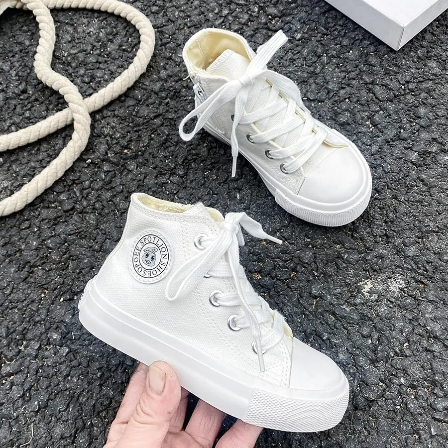 Boys & Girls High Top Zipper Kids' Espadrcanvas Shoes Back-to-School Season Little White Shoes Teen Classic Kids' Sneakers Tennis Shoes Baby Skate Shoes