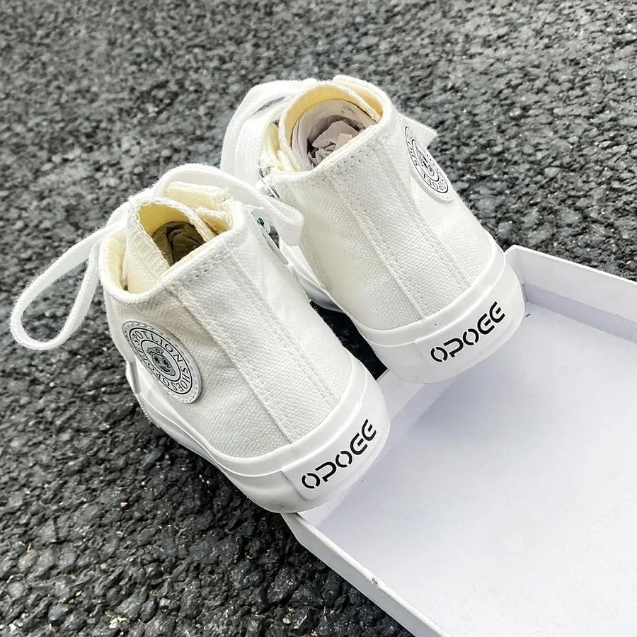 Boys & Girls High Top Zipper Kids' Espadrcanvas Shoes Back-to-School Season Little White Shoes Teen Classic Kids' Sneakers Tennis Shoes Baby Skate Shoes