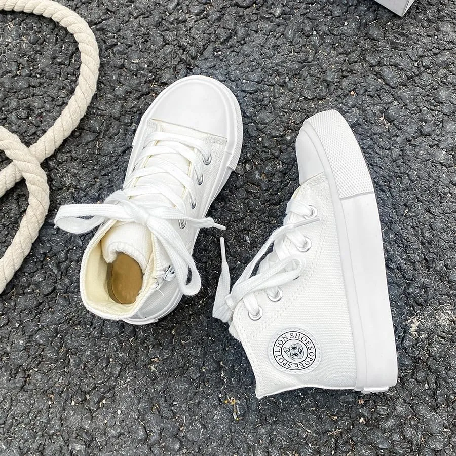Boys & Girls High Top Zipper Kids' Espadrcanvas Shoes Back-to-School Season Little White Shoes Teen Classic Kids' Sneakers Tennis Shoes Baby Skate Shoes