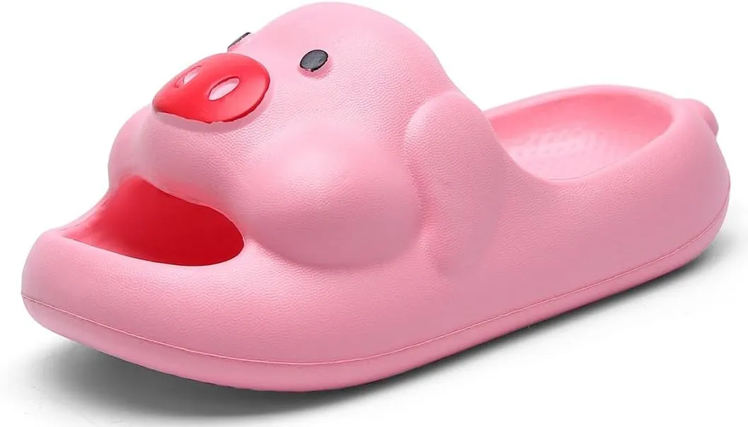 Boys Girl Slippers Non-Slip Novelty Open Toe Sandals Extremely Comfy Cushioned Thick Sole Cute Cartoon Shower Slides Indoor & Outdoor(Toddler/Little Kid/Big Kid)