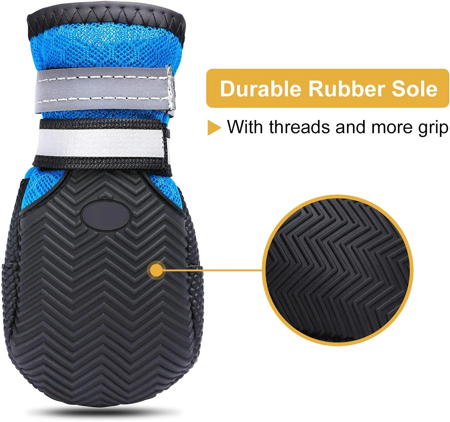 Breathable Mesh Dog Boots Nonslip Soft Rubber Sole Dog Shoes for Medium Large Dogs Paw Protectors for Summer Hot Pavement (Pack of 4)