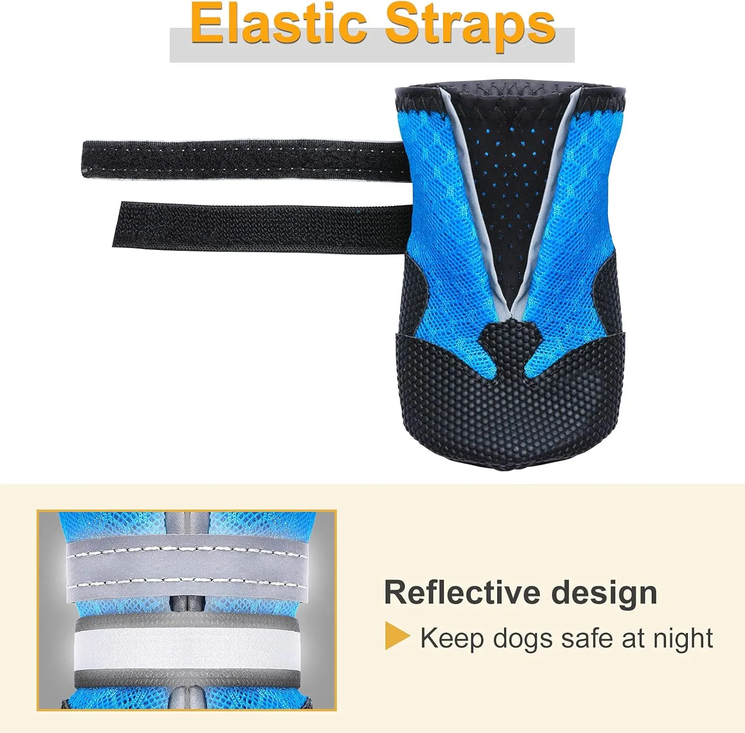 Breathable Mesh Dog Boots Nonslip Soft Rubber Sole Dog Shoes for Medium Large Dogs Paw Protectors for Summer Hot Pavement (Pack of 4)