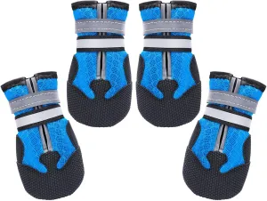 Breathable Mesh Dog Boots Nonslip Soft Rubber Sole Dog Shoes for Medium Large Dogs Paw Protectors for Summer Hot Pavement (Pack of 4)