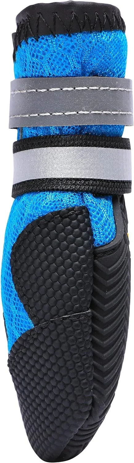 Breathable Mesh Dog Boots Nonslip Soft Rubber Sole Dog Shoes for Medium Large Dogs Paw Protectors for Summer Hot Pavement (Pack of 4)