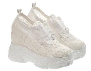 Bridal Shoes for Brides Internal Hidden Heel Comfortable 12cm (4 INC) heel height perfect comfort wide fit Sneakers personalized shoe (39 EUR / 8,5 US)