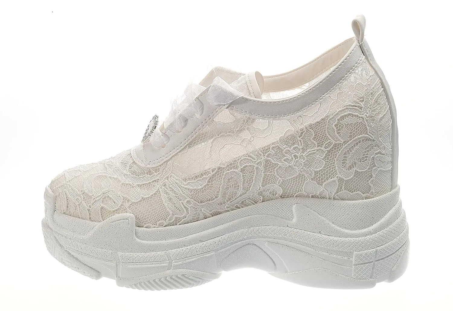 Bridal Shoes for Brides Internal Hidden Heel Comfortable 12cm (4 INC) heel height perfect comfort wide fit Sneakers personalized shoe (39 EUR / 8,5 US)