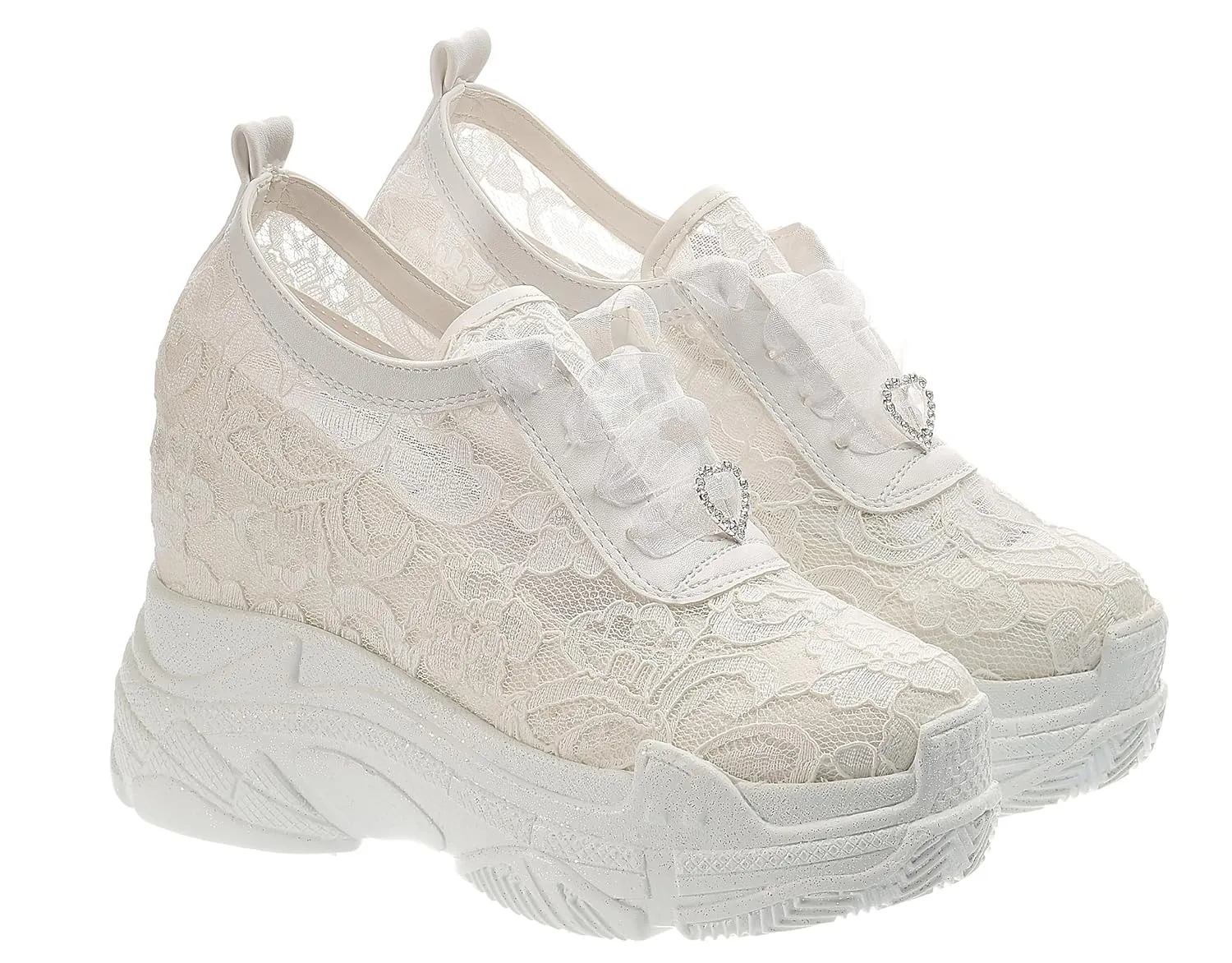 Bridal Shoes for Brides Internal Hidden Heel Comfortable 12cm (4 INC) heel height perfect comfort wide fit Sneakers personalized shoe (39 EUR / 8,5 US)