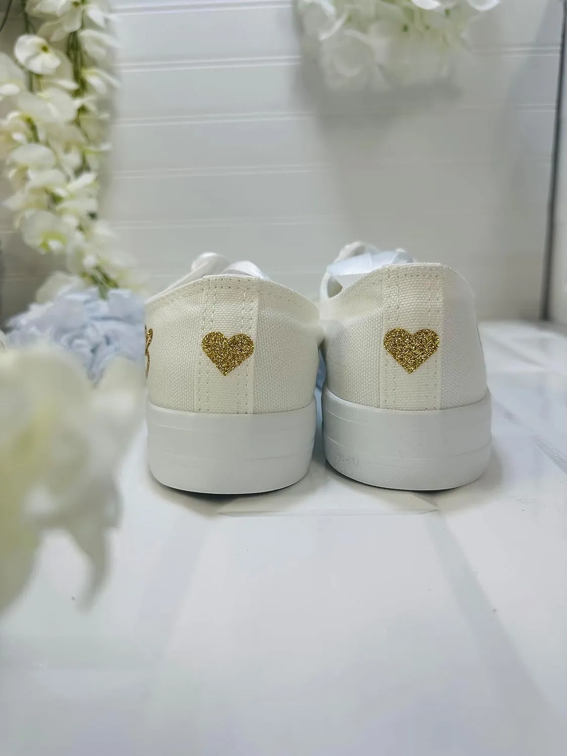Bride -Wedding Custom Shoes- Gold Wedding Sneakers- Personalized (8)