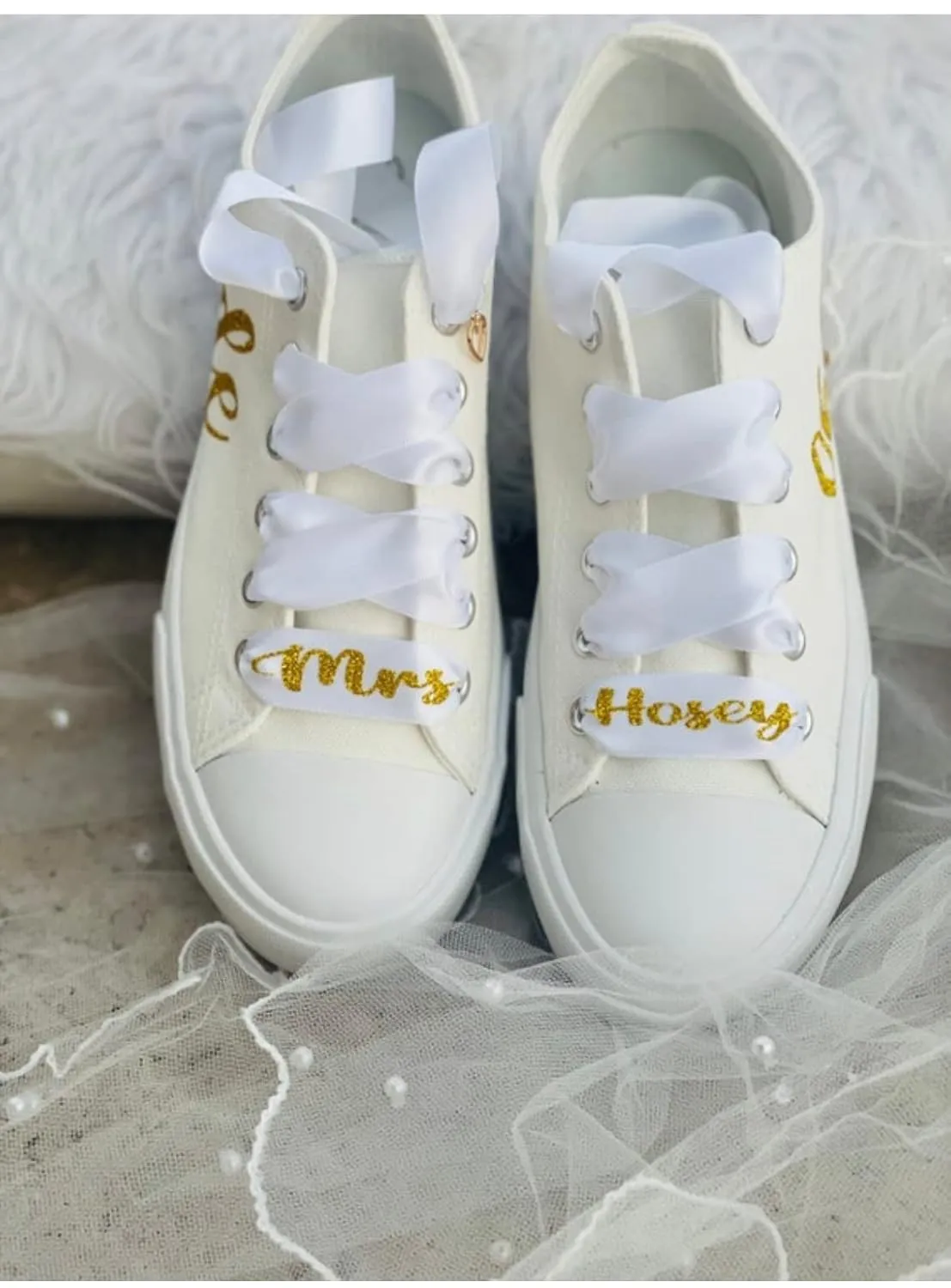 Bride -Wedding Custom Shoes- Gold Wedding Sneakers- Personalized (8)