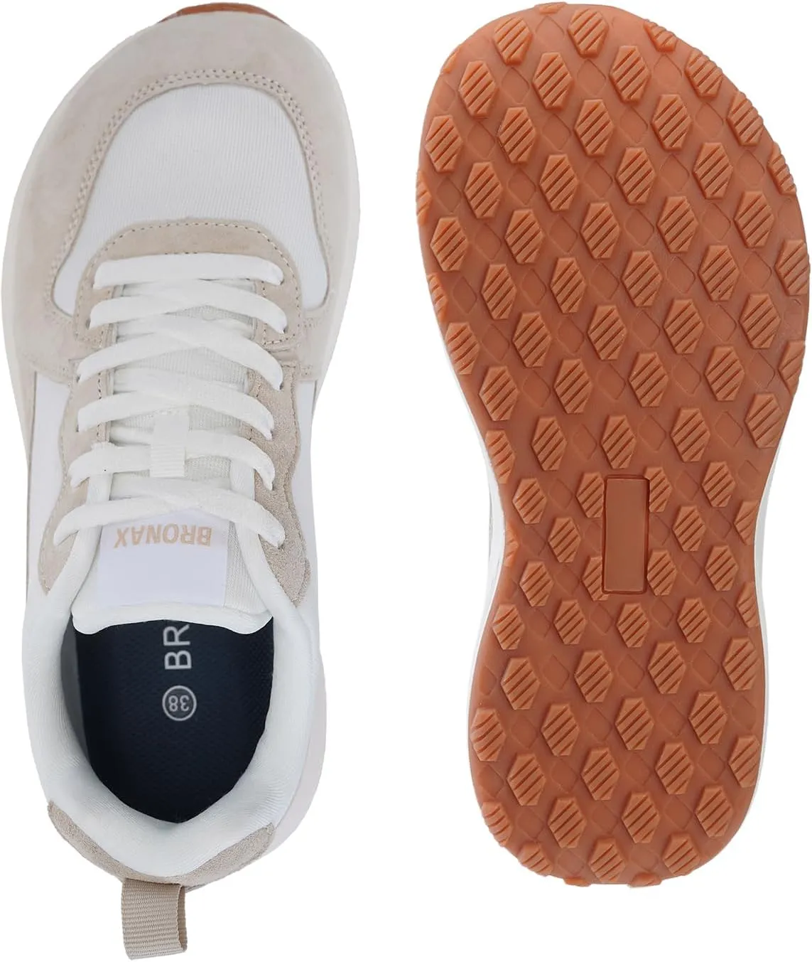 BRONAX Womens Wide Toe Box Athletic Casual Shoes | Suede-Detail Classic Design Sneakers
