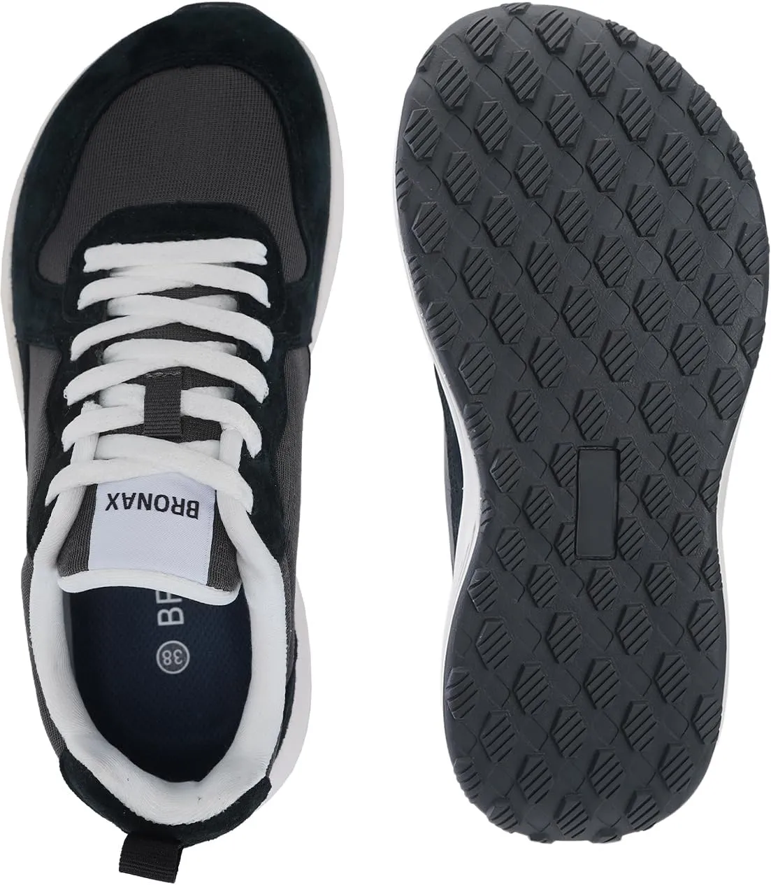 BRONAX Womens Wide Toe Box Athletic Casual Shoes | Suede-Detail Classic Design Sneakers