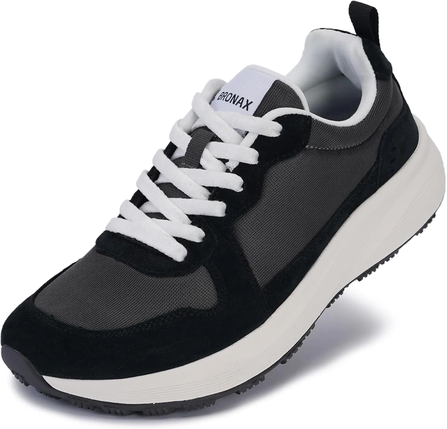 BRONAX Womens Wide Toe Box Athletic Casual Shoes | Suede-Detail Classic Design Sneakers