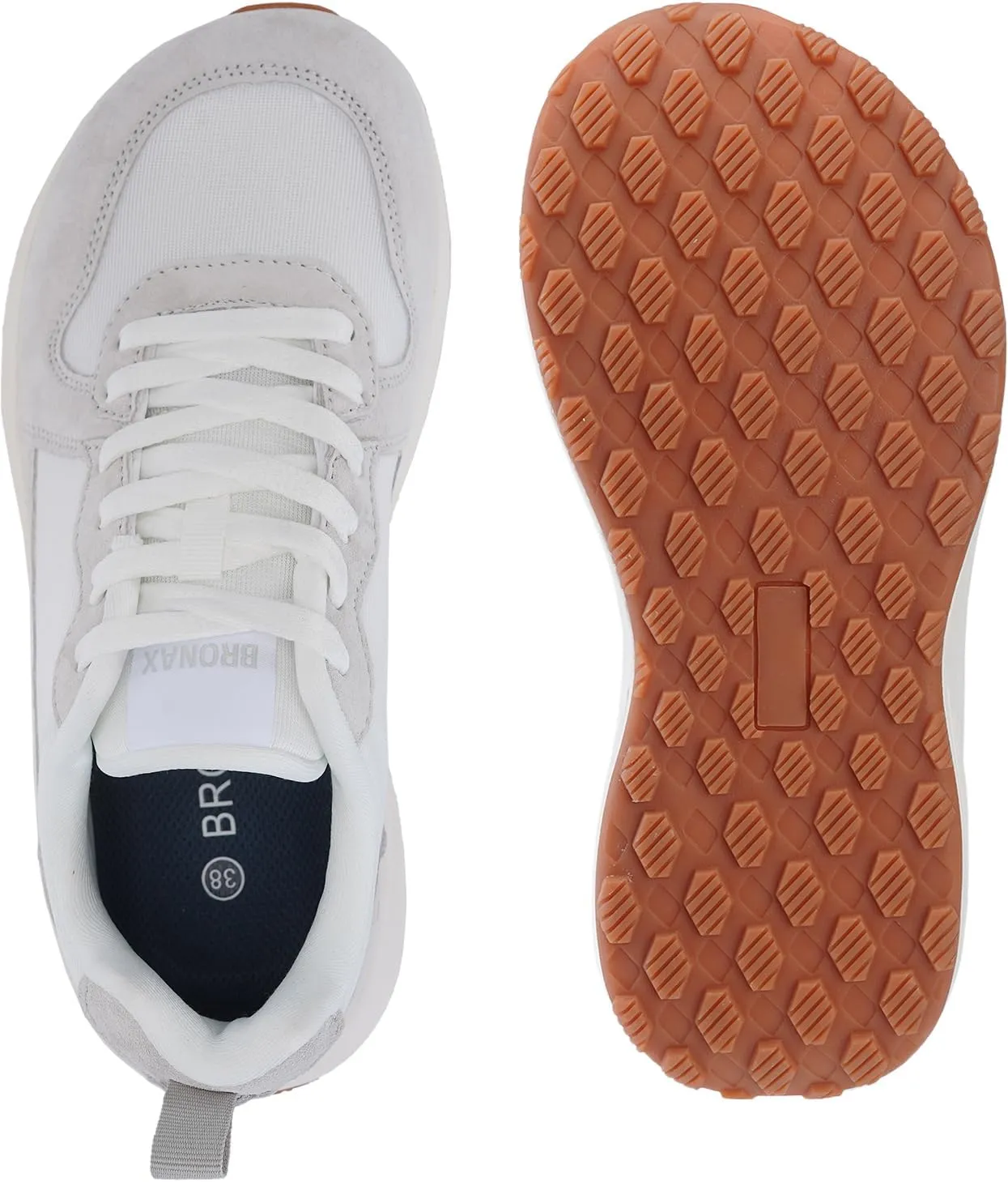 BRONAX Womens Wide Toe Box Athletic Casual Shoes | Suede-Detail Classic Design Sneakers
