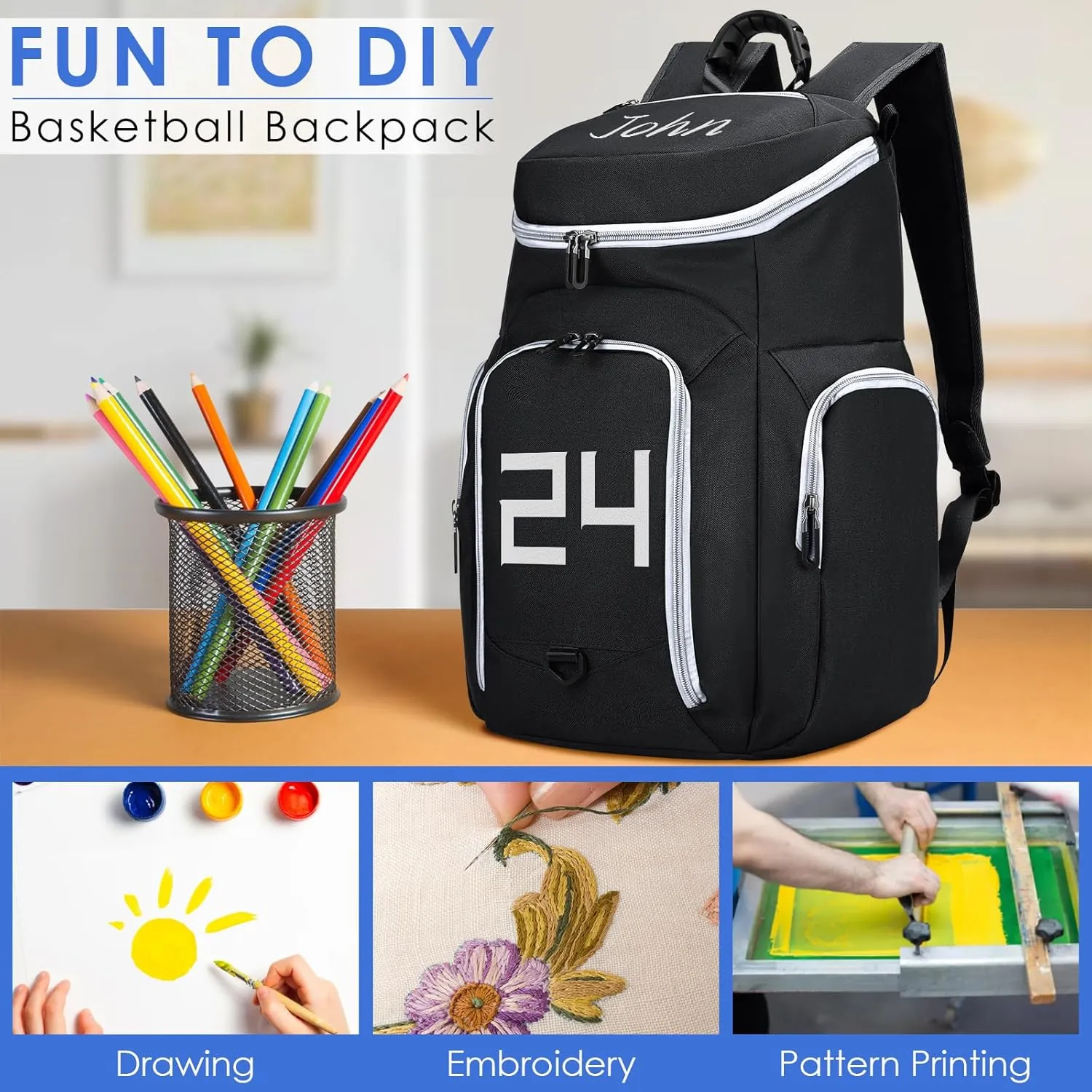 BROTOU Basketball Backpack with Ball Compartment, Custom Football Bag, Soccer Backpack for Rugby/Volleyball/Baseball, Large Capacity Sports Equipment Bags for Men/Women