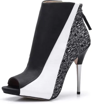 CAMSSOO Ankle Boots for Women Peep Toe Booties Stiletto Heel Zipper Fashion Ankle Booties Sexy Open Toe Women Boots