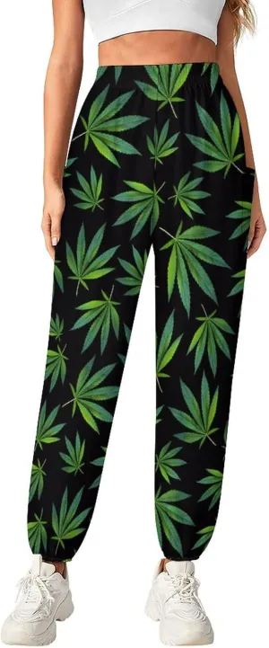 Cannabis Leaf Yoga Bloomers Womans Hippie Harem Pant Beach Pants Elastic Gym Leggings Loose Casual Slacks Sweatpants