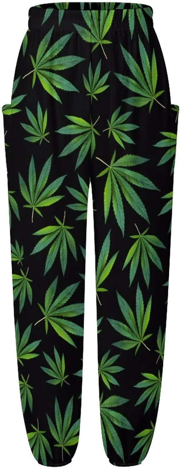 Cannabis Leaf Yoga Bloomers Womans Hippie Harem Pant Beach Pants Elastic Gym Leggings Loose Casual Slacks Sweatpants