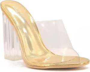 Cape Robbin Fusion Clear Chunky Block High Heels for Women, Transparent Booties for Women