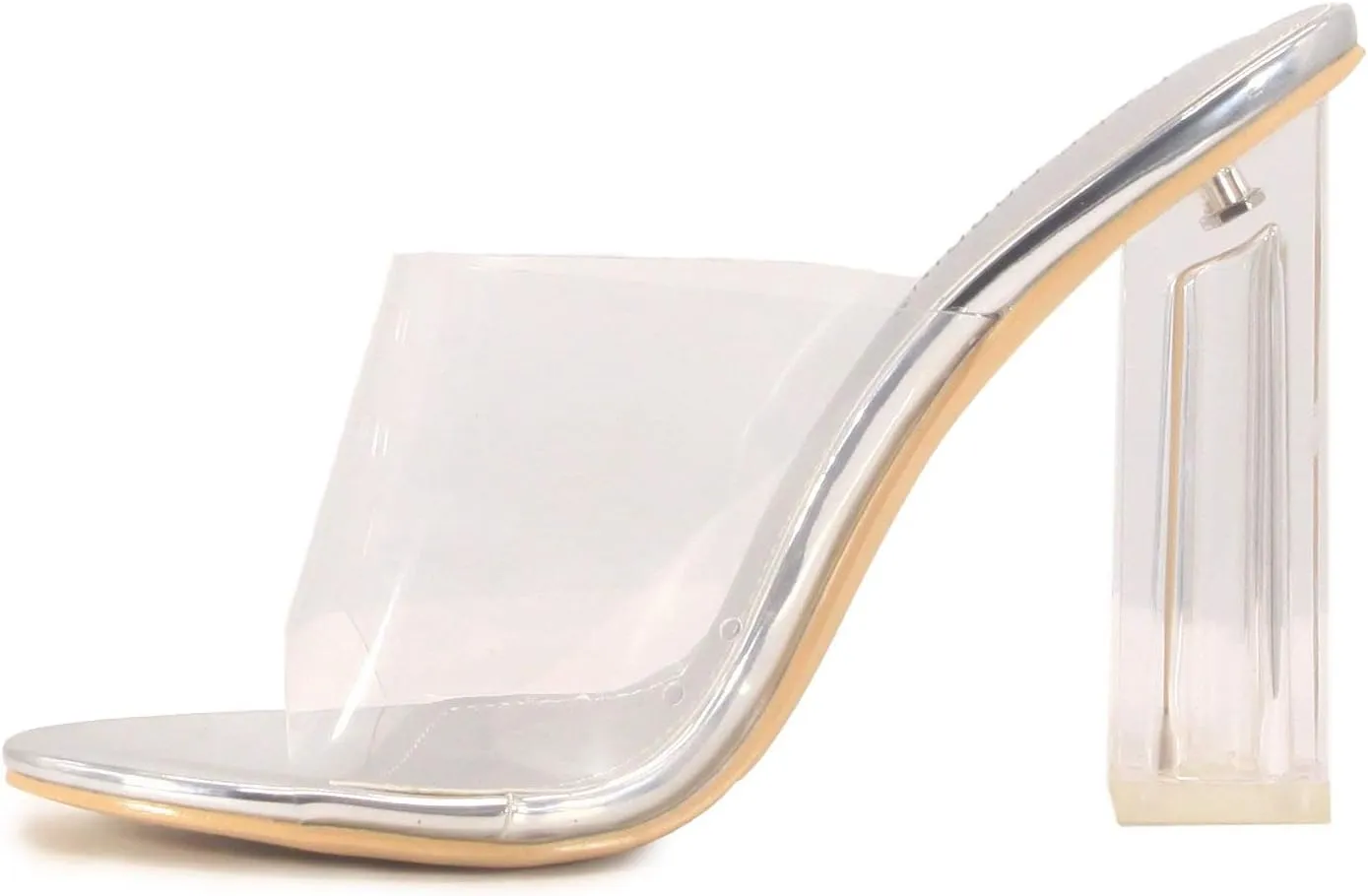 Cape Robbin Fusion Clear Chunky Block High Heels for Women, Transparent Booties for Women