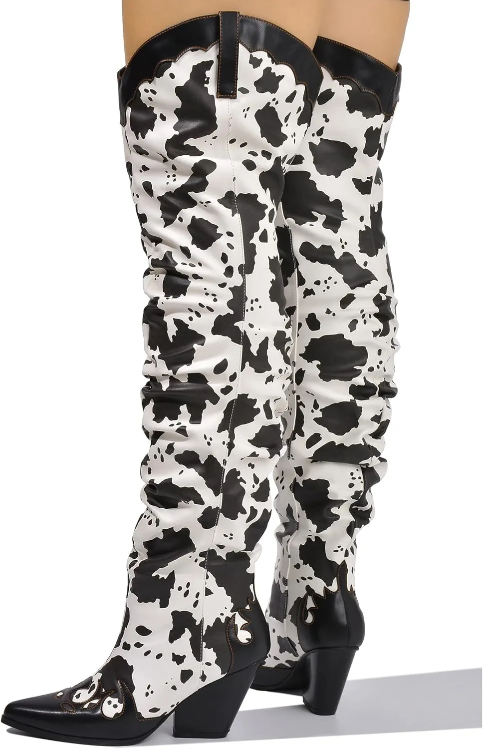 Cape Robbin Kelsey-21 Cowboy Boots Women, Over The Knee Western Cowgirl Boots with Chunky Block Heels, Fashion Dress Boots for Women