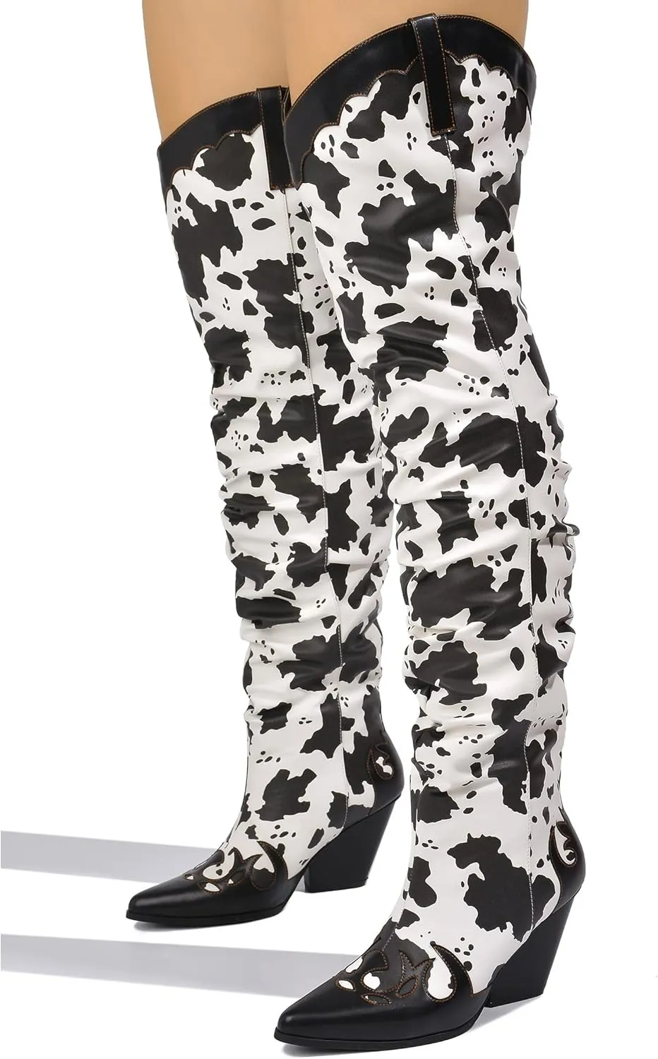 Cape Robbin Kelsey-21 Cowboy Boots Women, Over The Knee Western Cowgirl Boots with Chunky Block Heels, Fashion Dress Boots for Women