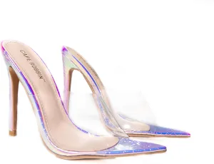 Cape Robbin Melrose Sexy Stiletto High Heels For Women, Transparent Booties For Women With Pointed Open Toe,Ice,7.5