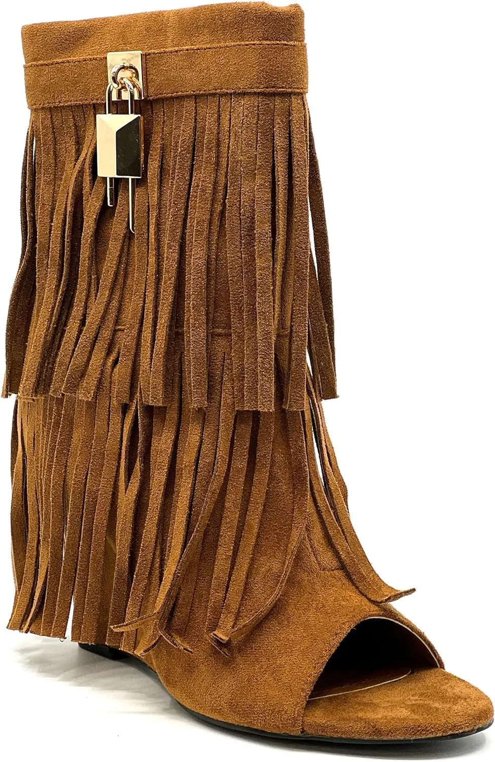 Cape Robbin Women's Tassel Bootie Fringe Hidden Wedge Heel Ankle Boots