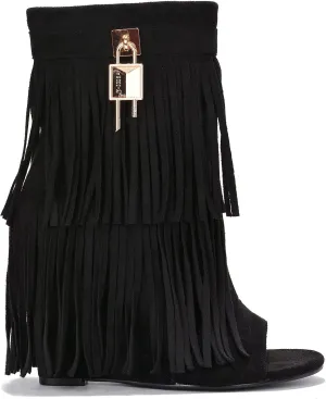 Cape Robbin Women's Tassel Bootie Fringe Hidden Wedge Heel Ankle Boots