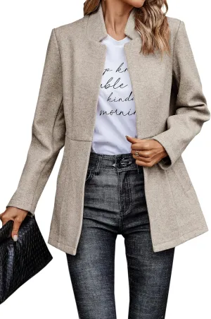 CCTOO Women's Coat Casual Open Front Blazer Long Sleeve Stand Collar Solid Trench Business Work Office Jacket Outwear