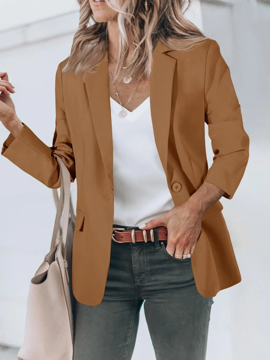 Cicy Bell Womens Casual Blazers Open Front Long Sleeve Work Office Suit Jackets Blazer