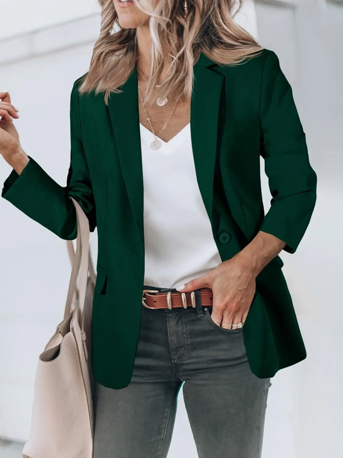 Cicy Bell Womens Casual Blazers Open Front Long Sleeve Work Office Suit Jackets Blazer