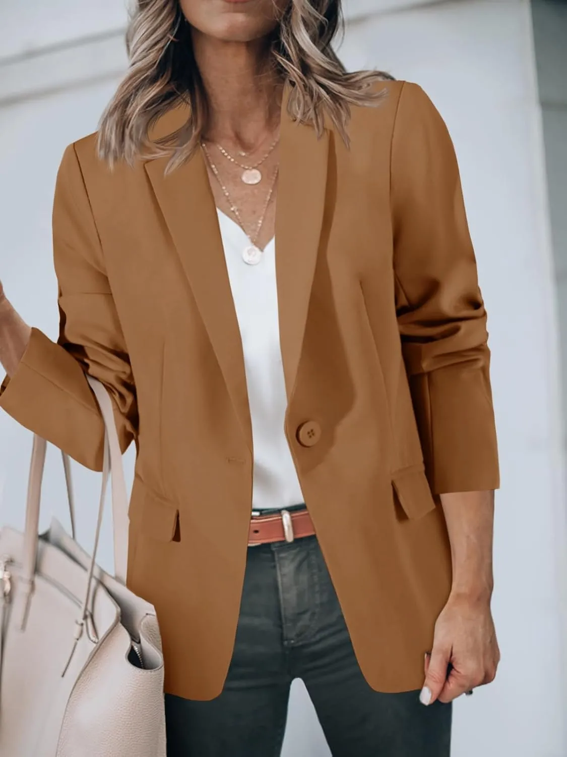 Cicy Bell Womens Casual Blazers Open Front Long Sleeve Work Office Suit Jackets Blazer