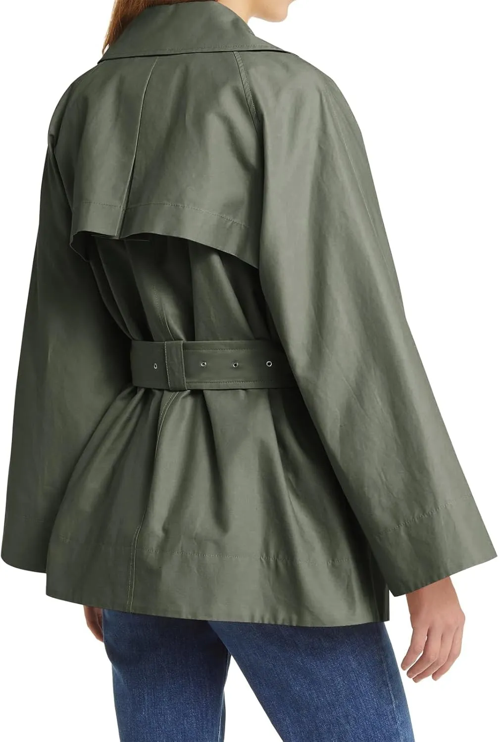 Cicy Bell Womens Casual Trench Coat Double Breasted Long Sleeve Fall Jacket Classic Lapel Overcoat with Belt