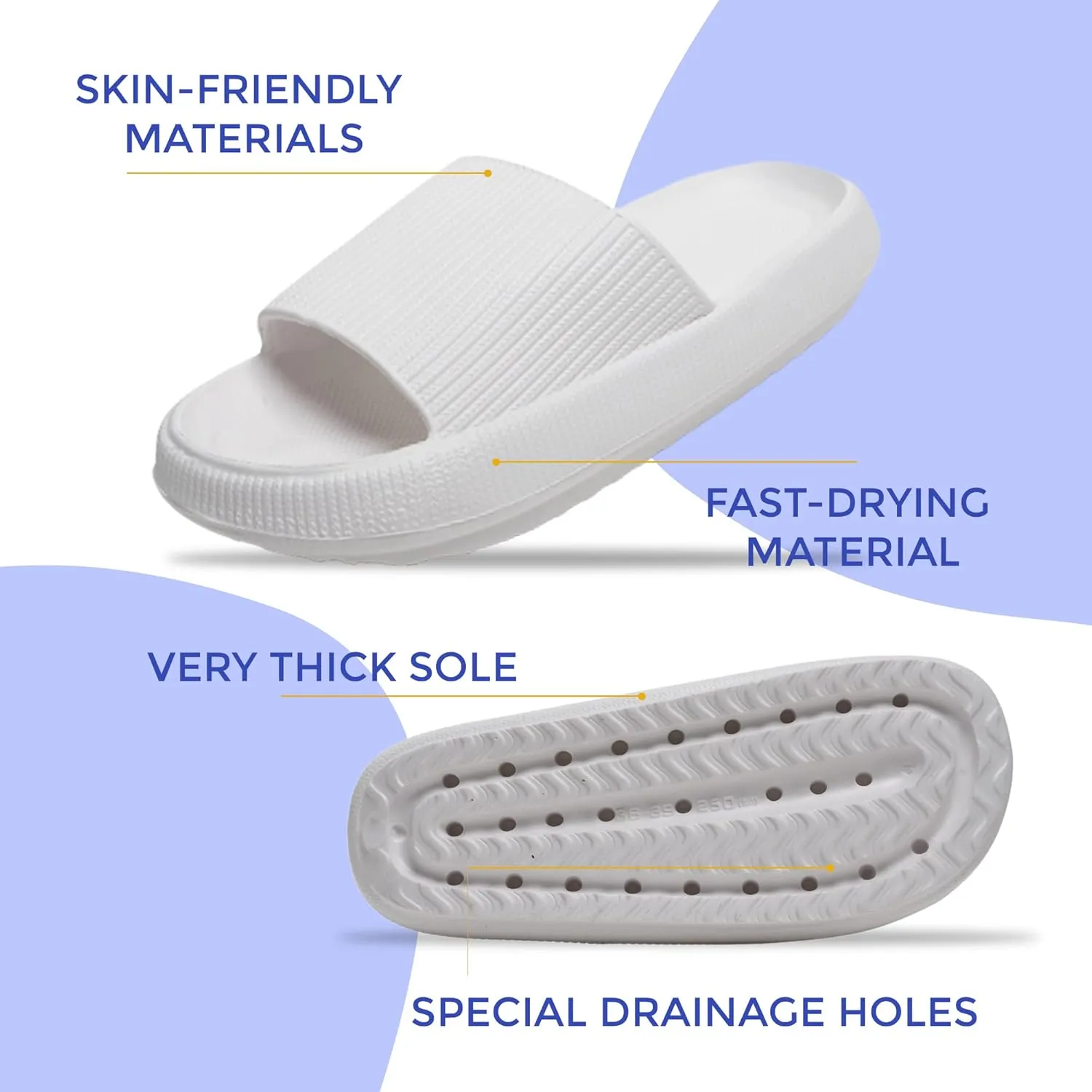 Cloud Slides For Women And Men - Comfy Non Slip Indoors Slippers For Shower Spa Pool College Outdoors Slides - Soft And Cozy Open Toe House Sandals Thick Soles