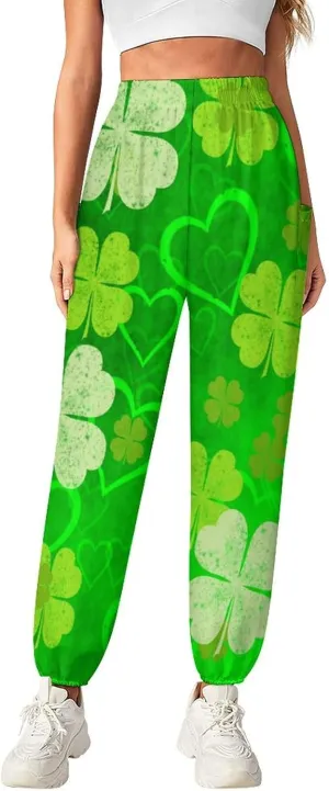 Clover Pattern Yoga Bloomers Women Hippie Harem Pant Lantern Pants Elastic Gym Long Pants Loose Casual Sweatpants