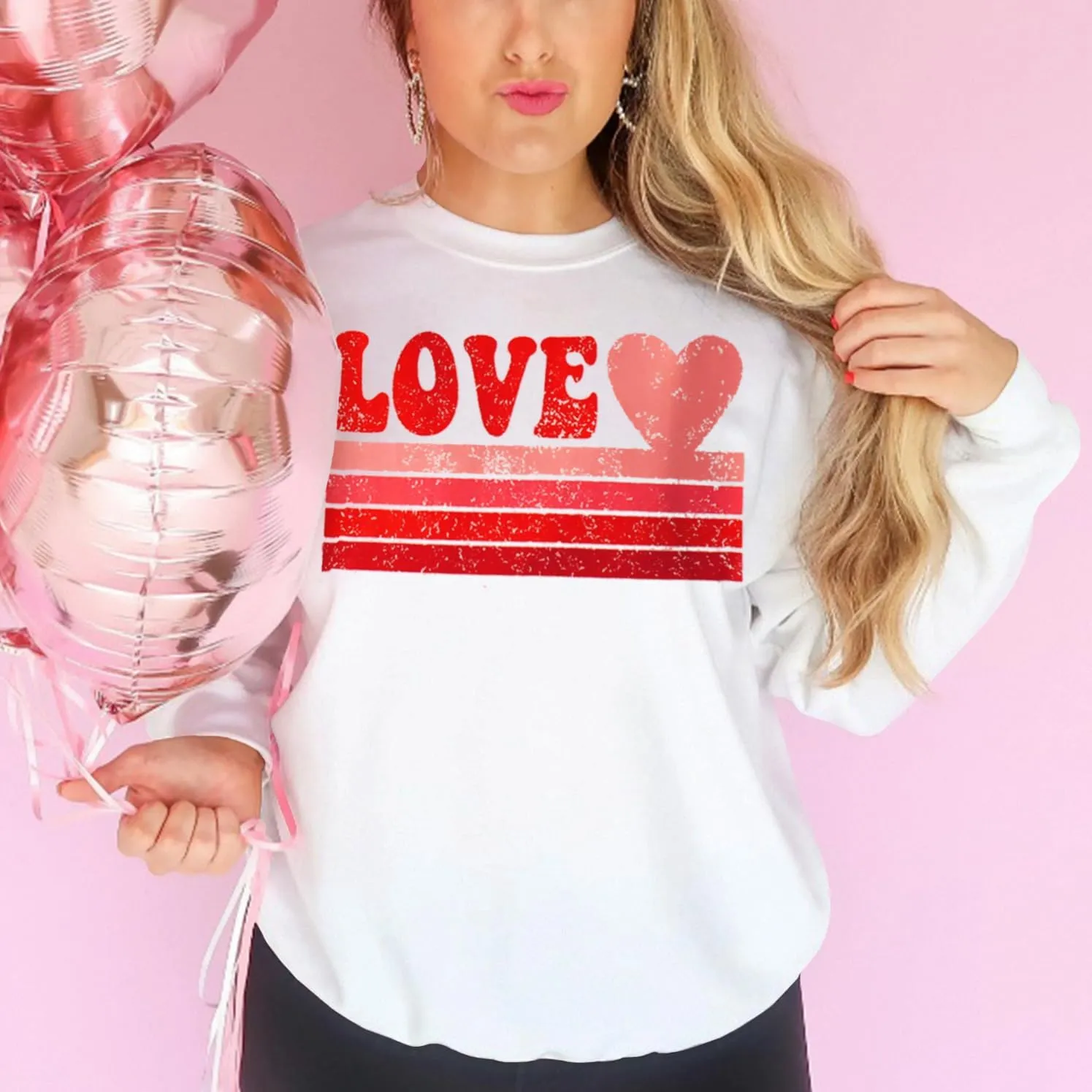 CM C&M WODRO Women Love Heart Sweatshirt Valentines Shirts Graphic Casual Crewneck Pullover Lightweight Tops Blouse
