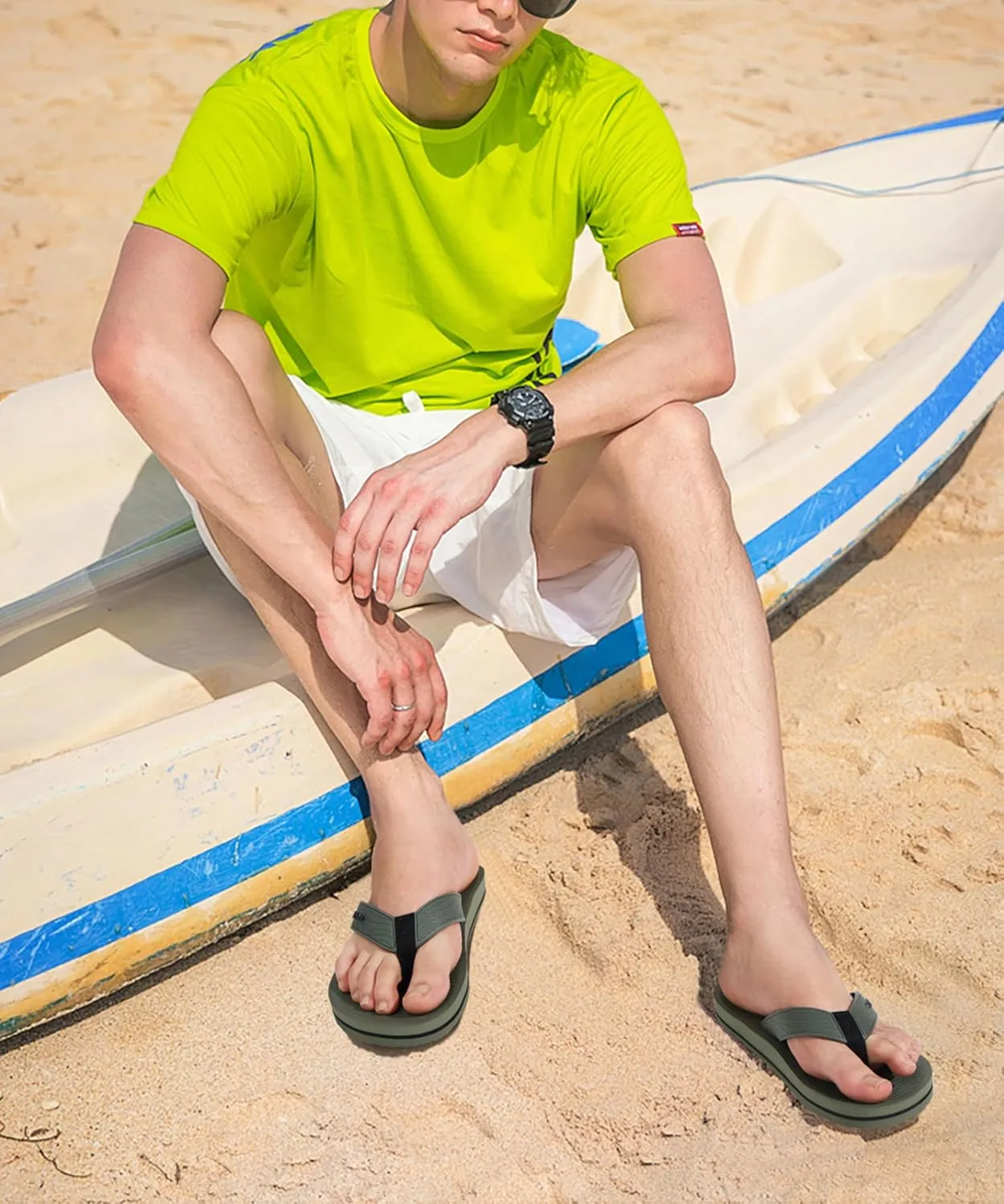 COFACE Men's Flip Flops Comfortable Yoga Mat Cushion Thong Sandals with Arch Support Casual Summer Beach Slides For Man, Size 7~15