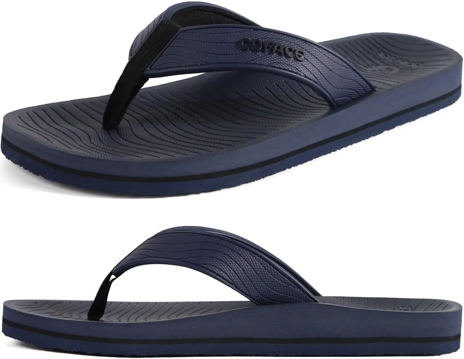 COFACE Men's Flip Flops Comfortable Yoga Mat Cushion Thong Sandals with Arch Support Casual Summer Beach Slides For Man, Size 7~15