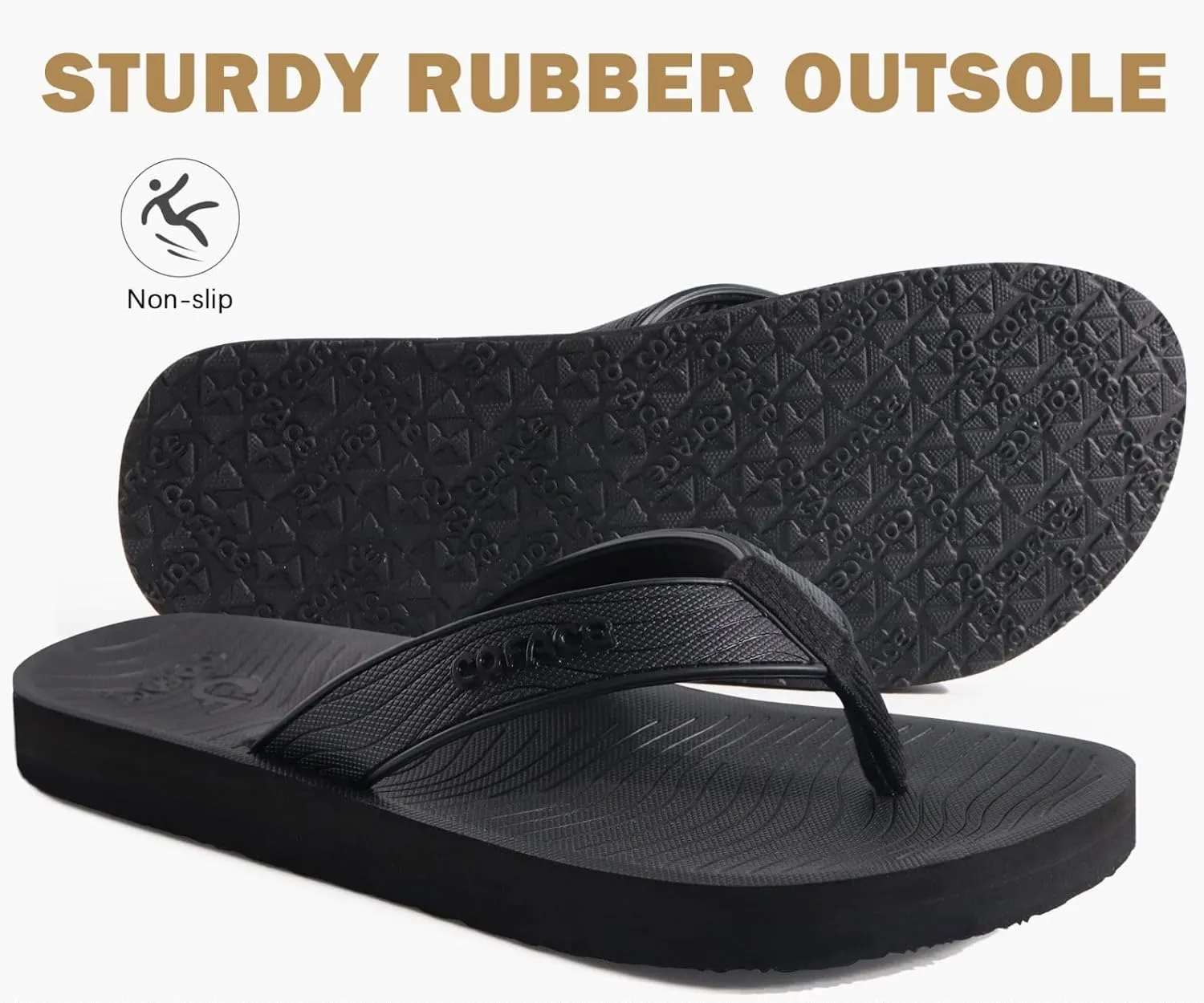 COFACE Men's Flip Flops Comfortable Yoga Mat Cushion Thong Sandals with Arch Support Casual Summer Beach Slides For Man, Size 7~15