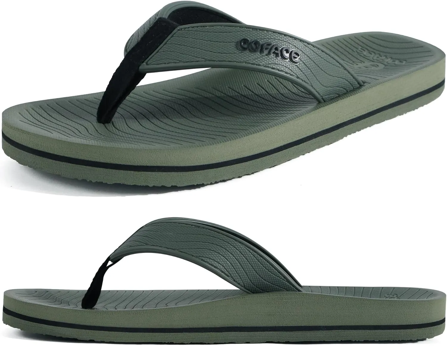 COFACE Men's Flip Flops Comfortable Yoga Mat Cushion Thong Sandals with Arch Support Casual Summer Beach Slides For Man, Size 7~15