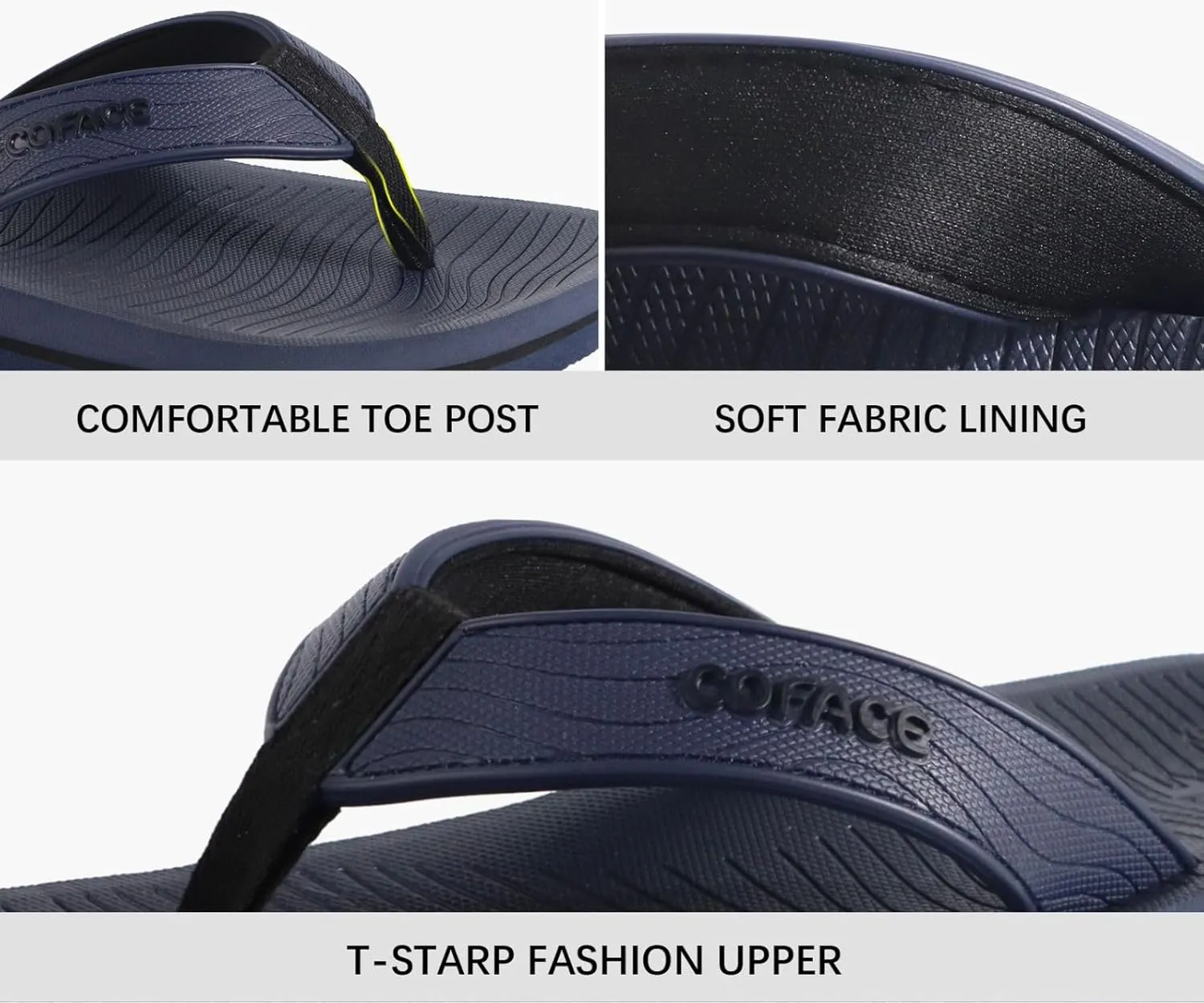 COFACE Men's Flip Flops Comfortable Yoga Mat Cushion Thong Sandals with Arch Support Casual Summer Beach Slides For Man, Size 7~15